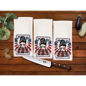 Unmasked, unmuzzled, unvaccinated,‎ unafraid, 4th of July, Set of 3 towels